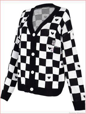 Cute Anime Knit Cardigan Kawaii Long Sleeve Button Down Sweater for Women